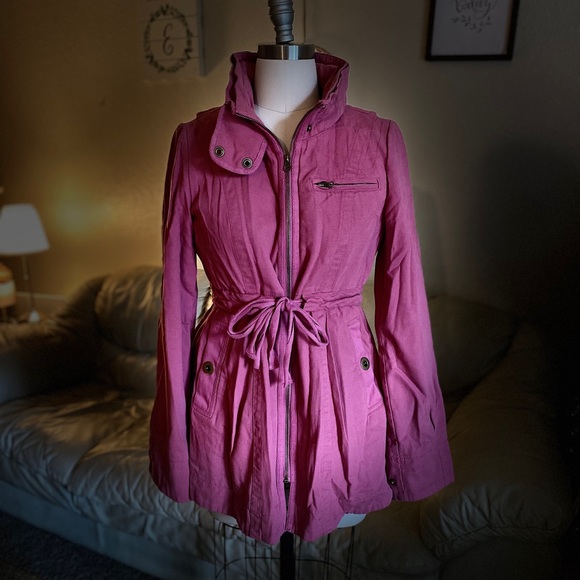 Tullu Hot Pink Tie Tuck in Hold Trench Coat - Picture 3 of 11